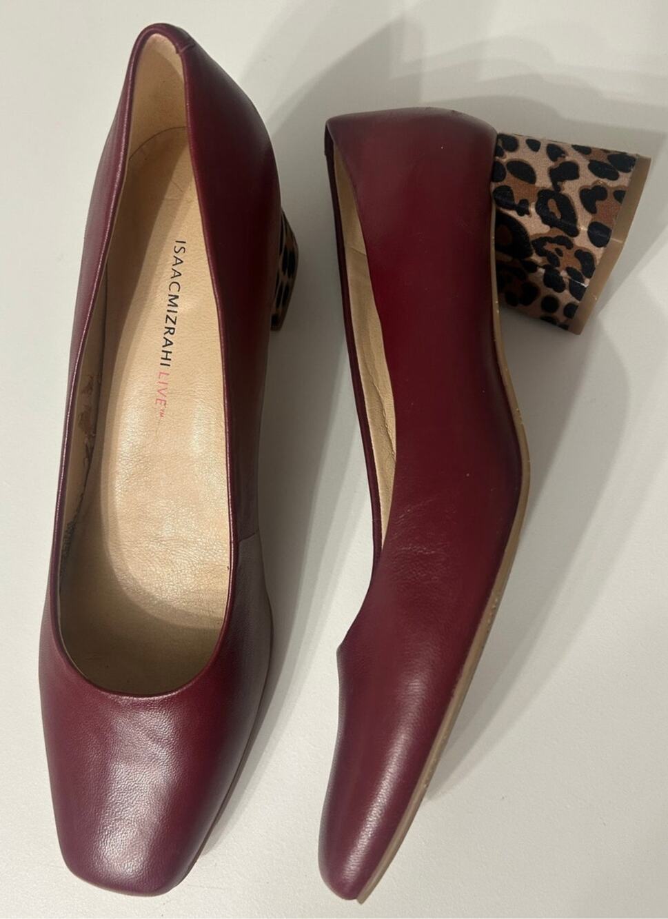 Burgundy leopard animal print heel pumps 8.5 M Mob wife whimsigoth heritage